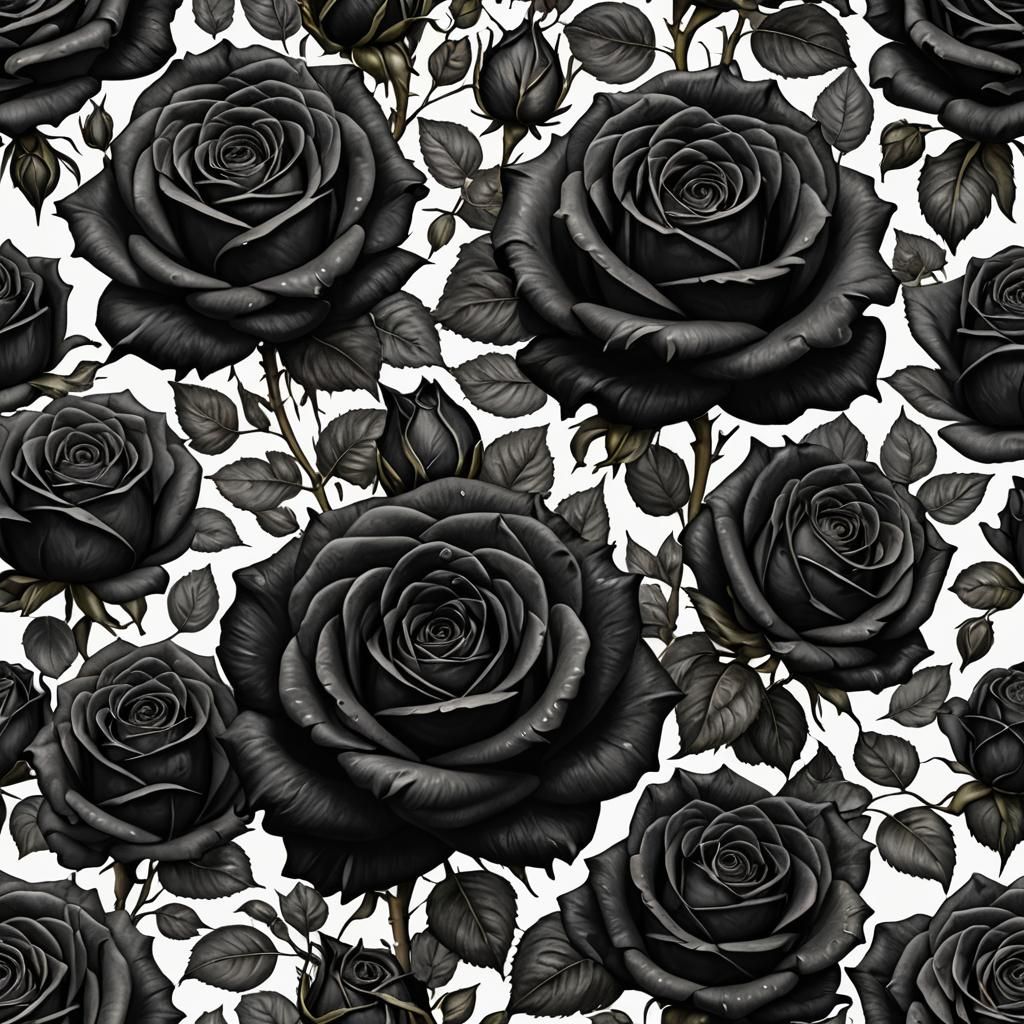 Detailed Ultrarealistic Black Roses