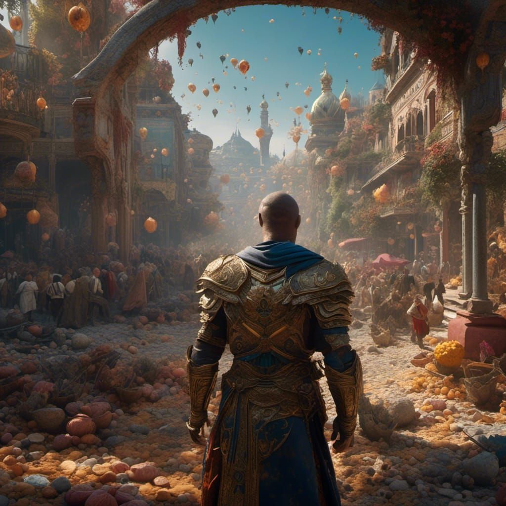 Security Guard Captures Thief: Detailed Matte Painting