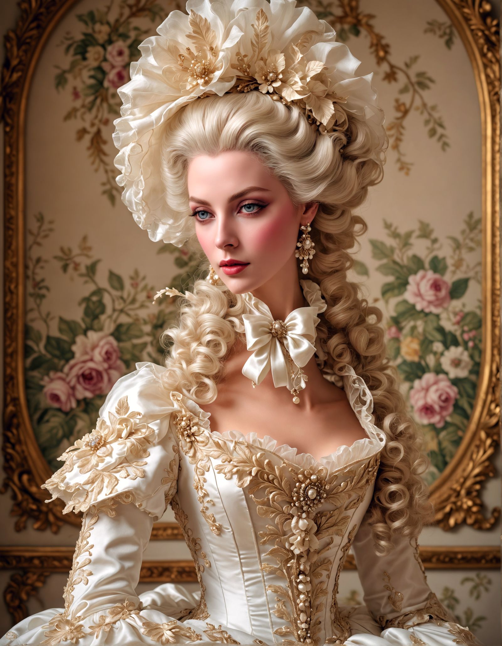 Elegant 18th Century French Royal Portrait in Oil Painting S...