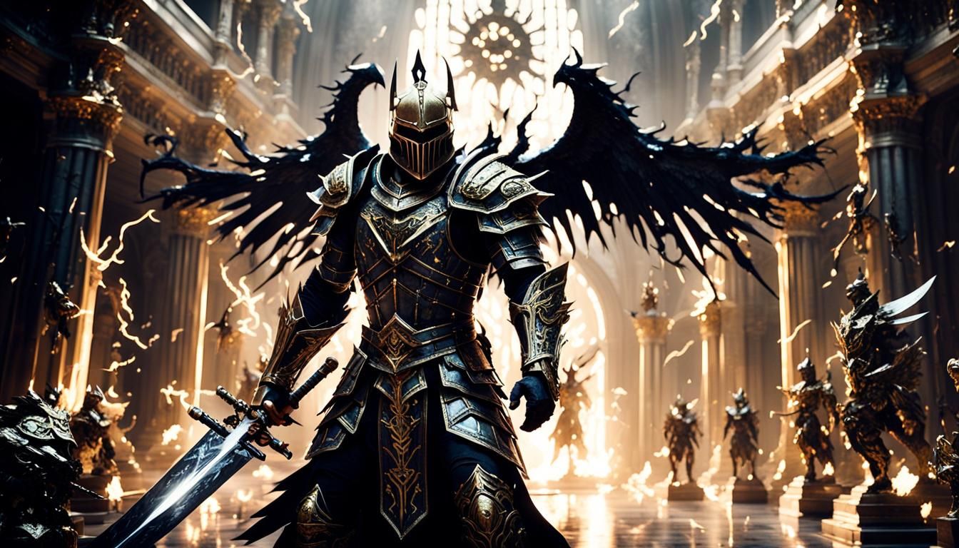 Undead Knight Battles in Lightning Storm, Cinematic Style