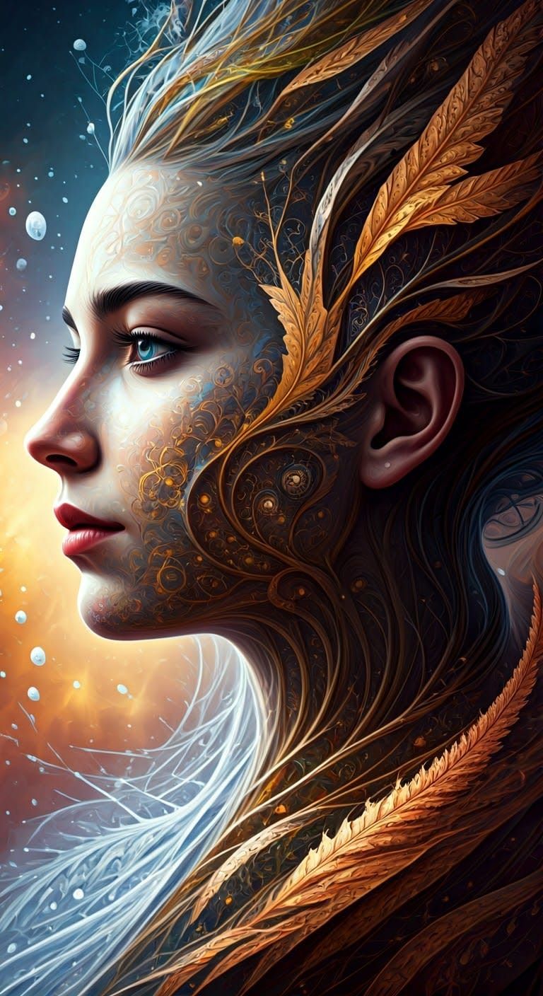 Fractal Face: Four Seasons in Digital Splash Art