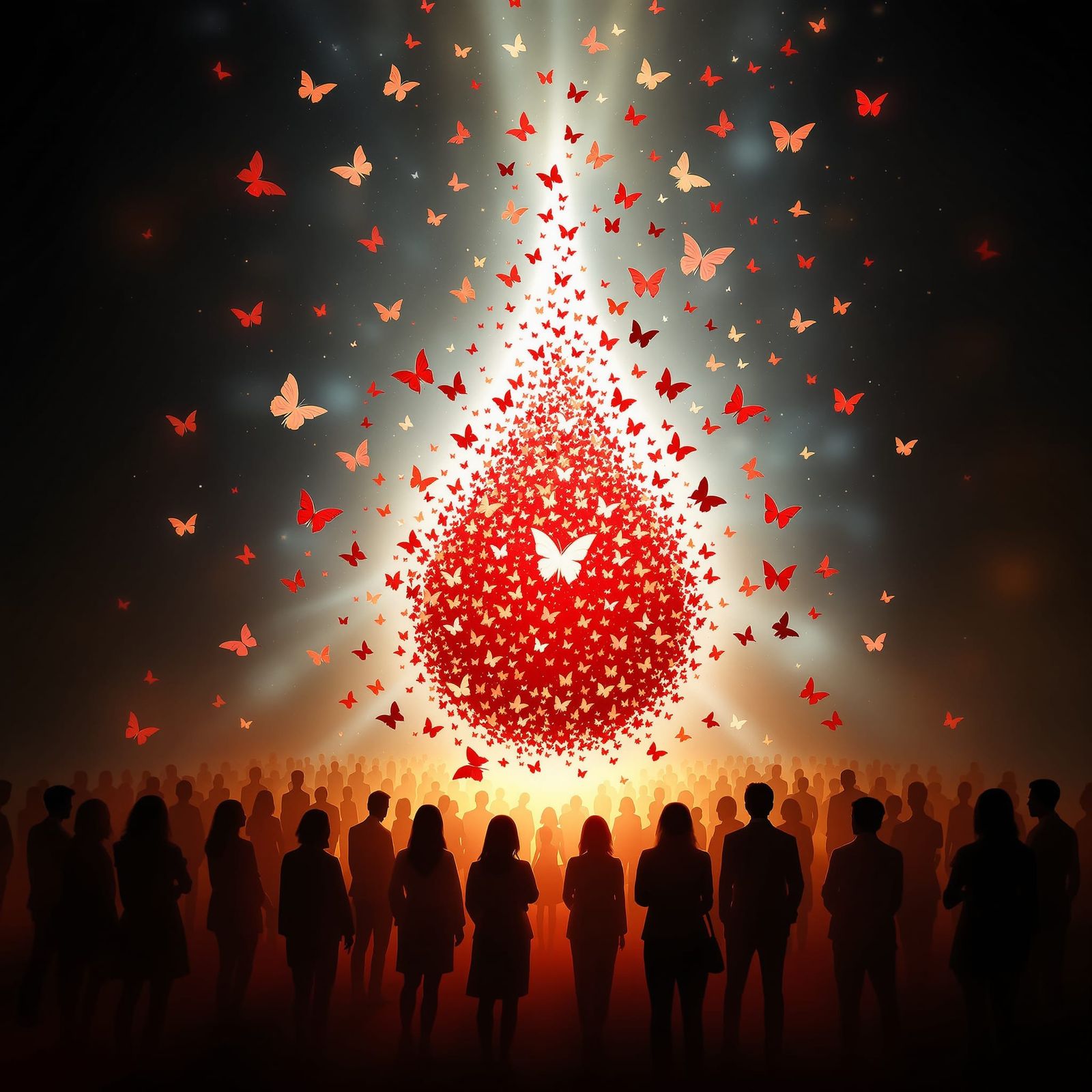 Blood Drop Transforms into Hopeful Butterflies