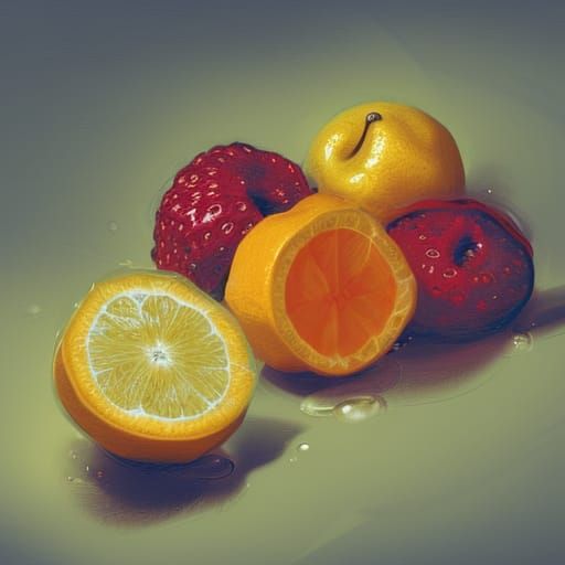 Hyperdetailed Fruit Still Life in Dynamic Lighting