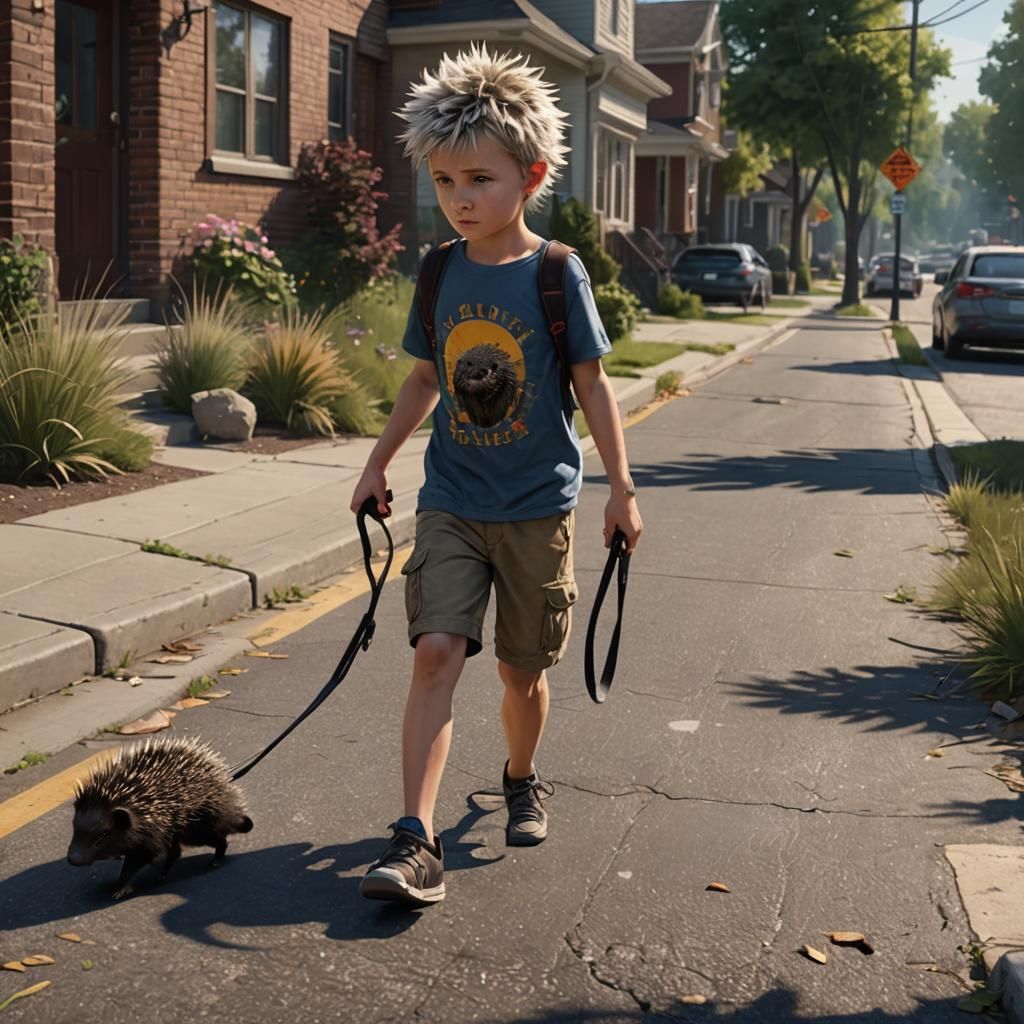 Boy Walks Porcupine: Detailed Matte Painting