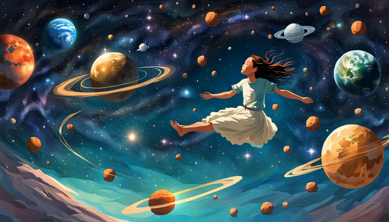 Ethereal Girl Surfaces in Cosmic Void in a Cosmic Impression...