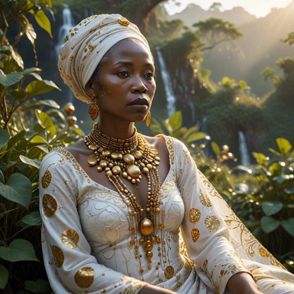 Regal African Matriarch Reigns Over Golden Mountain