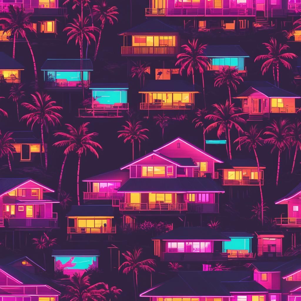 Synthwave Beach Hut in Retro Malibu