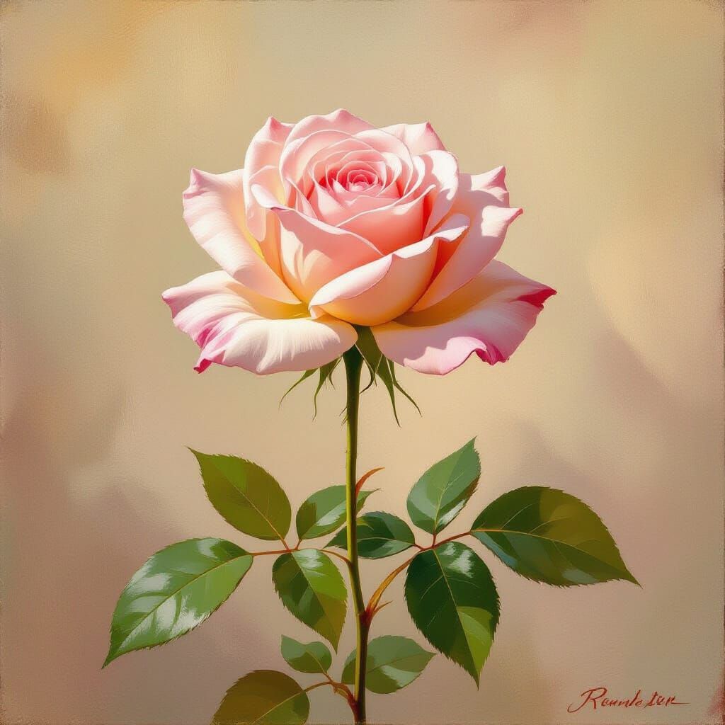 Delicate Pink Rose in Impressionist Style