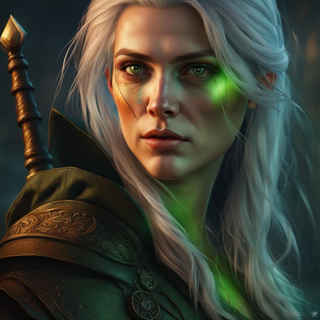 Witcher Portrait with Scar, Hyperdetailed Digital Art