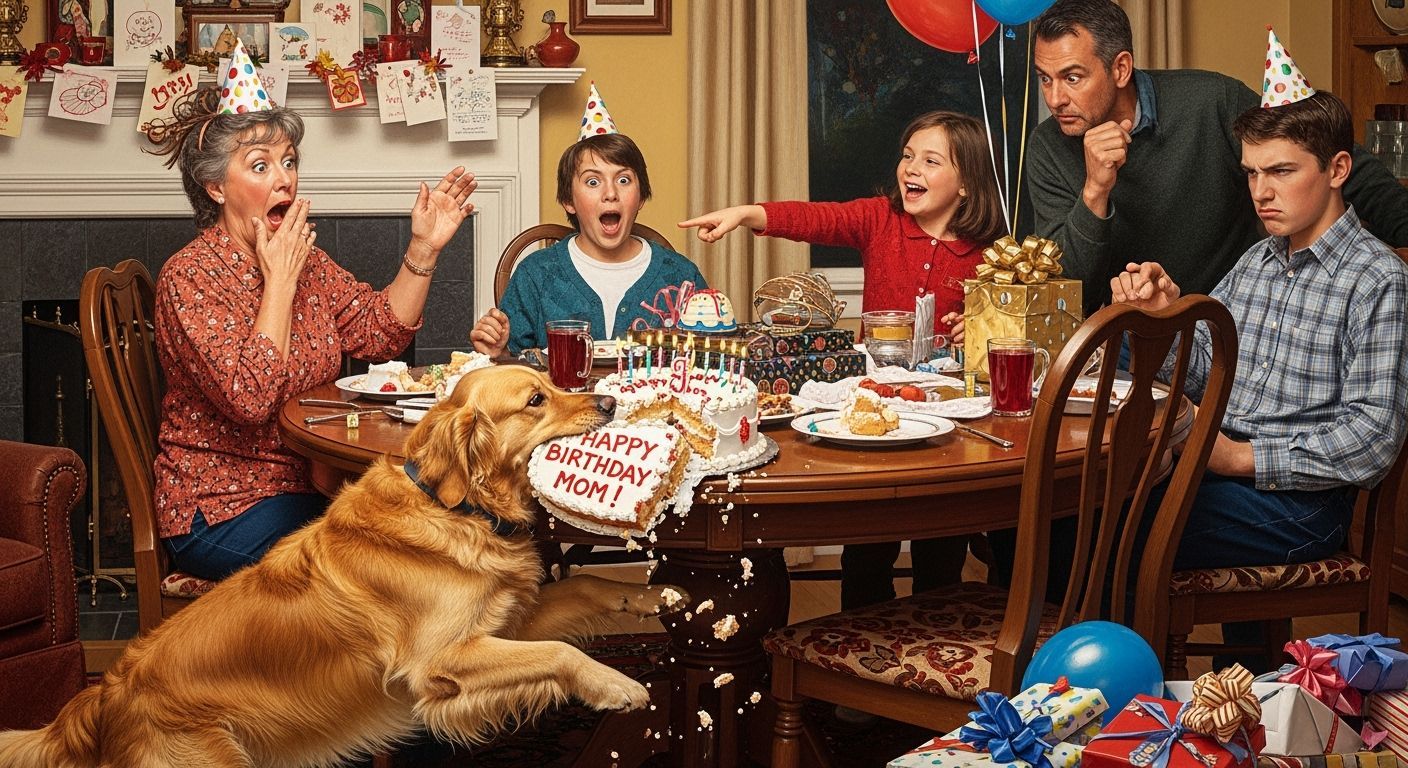 Norman Rockwell Style Birthday Party Chaos