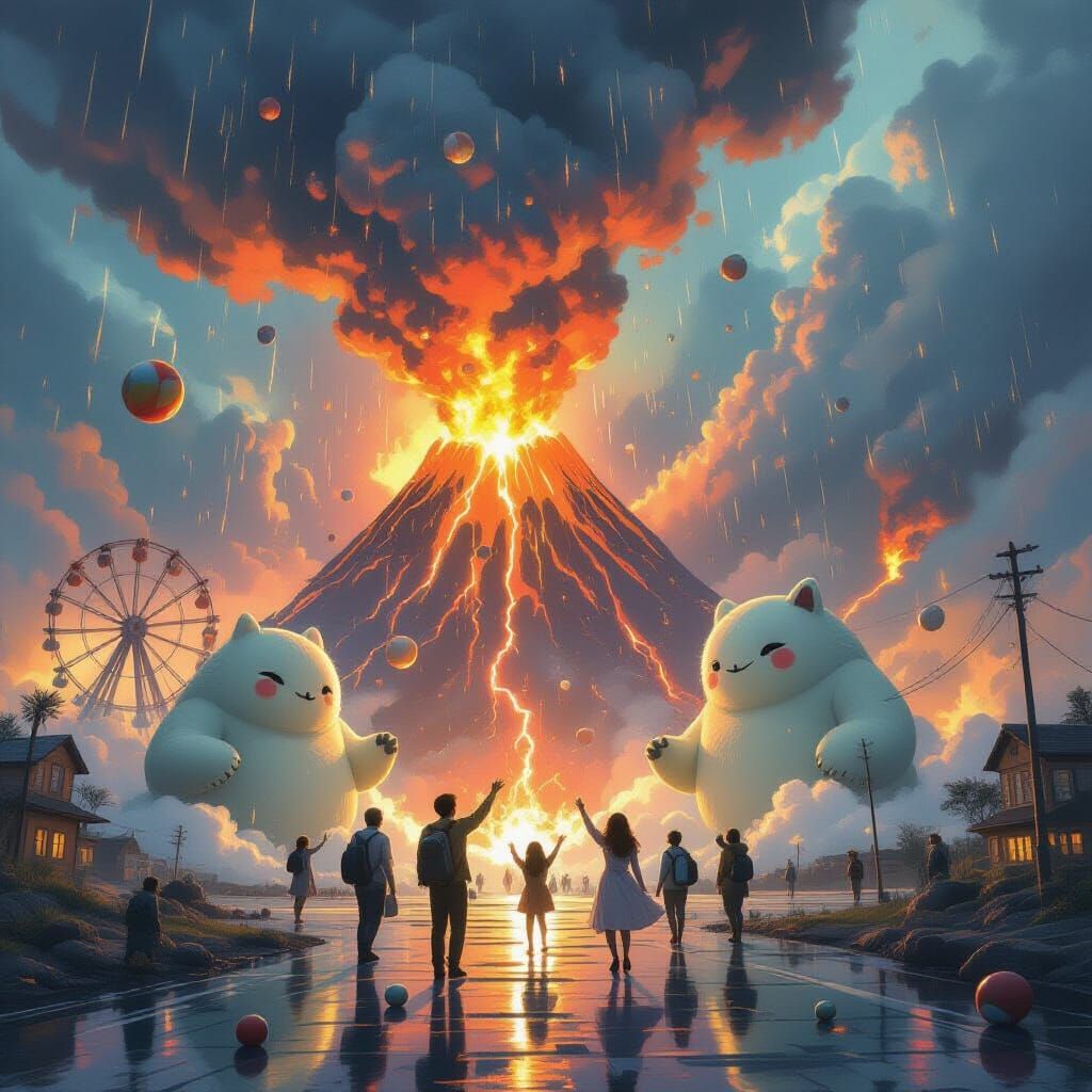 Benevolent Creatures Aid Humans in Surreal Disaster Matte Pa...