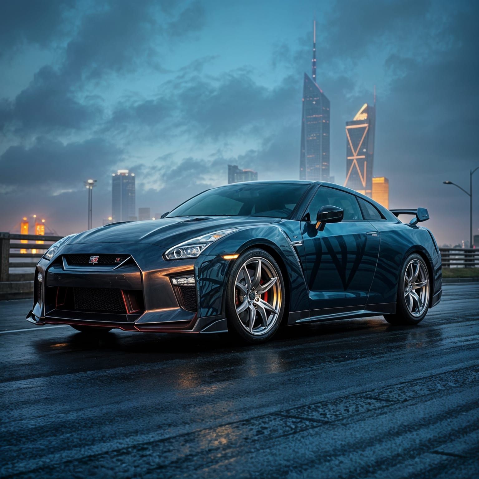Hyperrealistic 2025 LB-WORKS Nissan GT-R R35 in Moody Blue S...