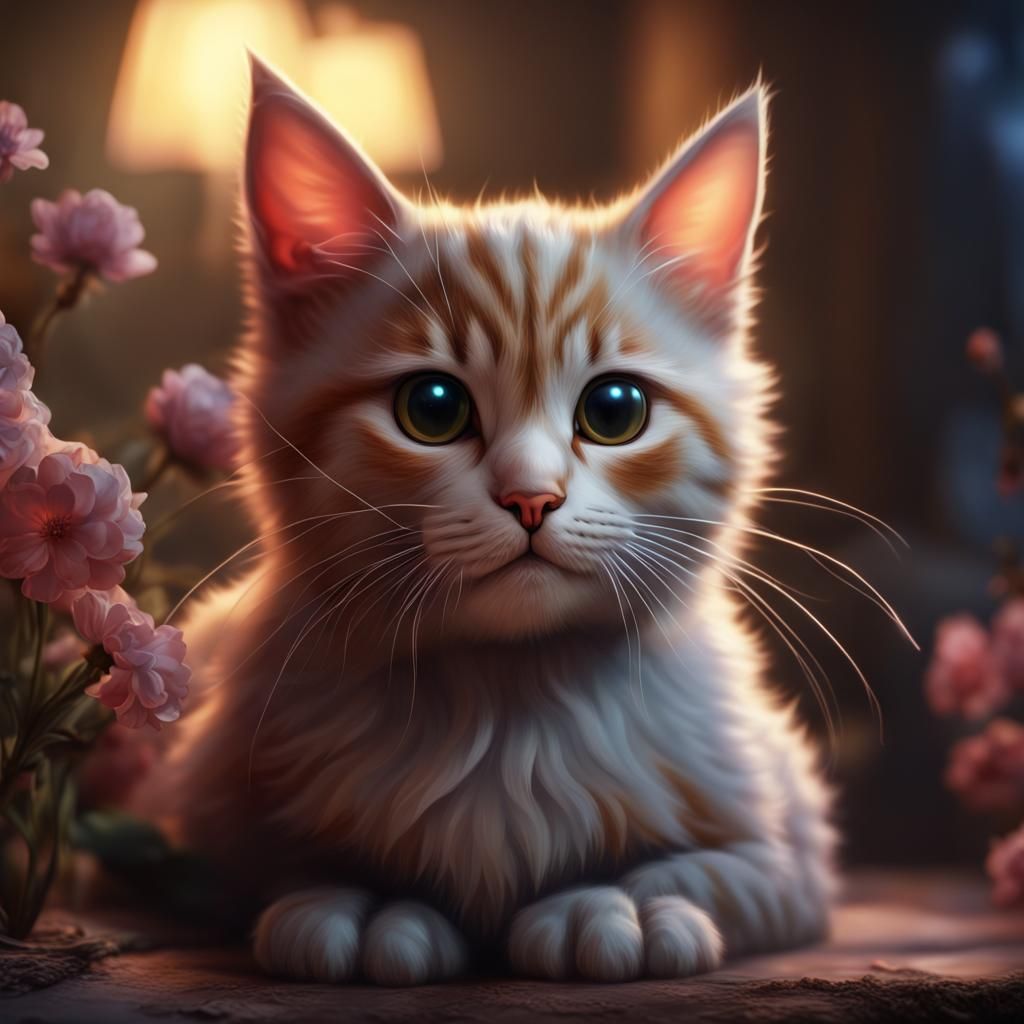 Hyperrealistic Portrait of a Cute Cat