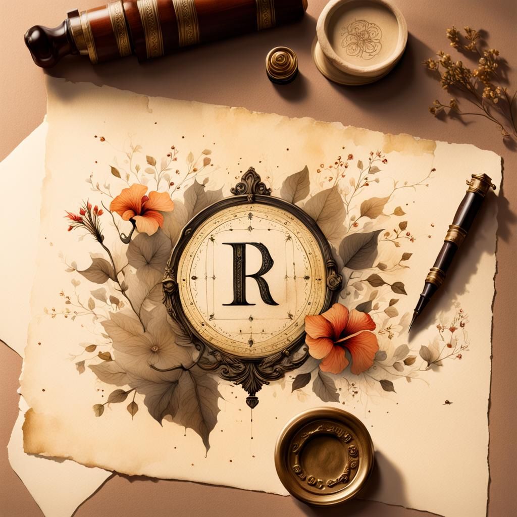 Letter with Heraldic Designs in Gouache Watercolor