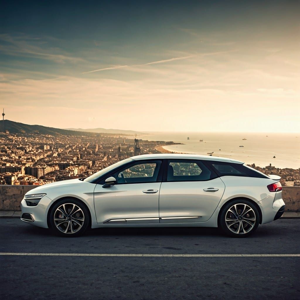 Futuristic Citroën XM in Barcelona Panorama