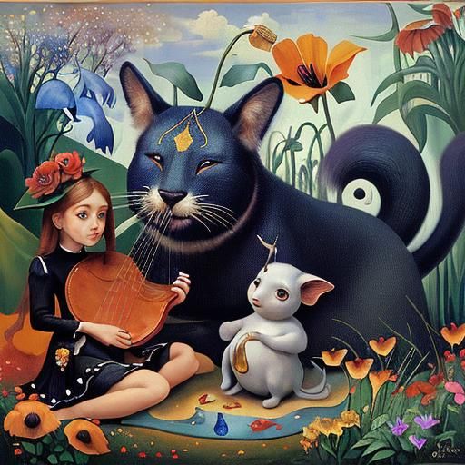 Anthropomorphic Flowers in Dreamlike Surrealist Utopia