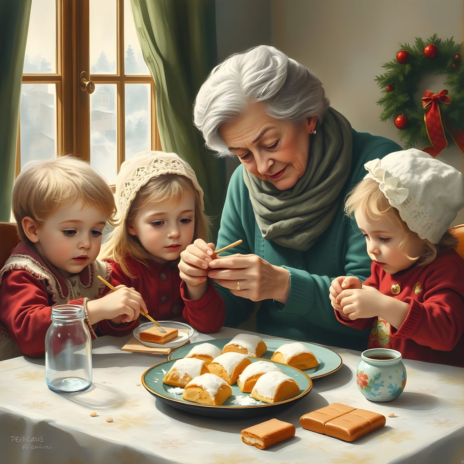 Whimsical Christmas Baking Scene