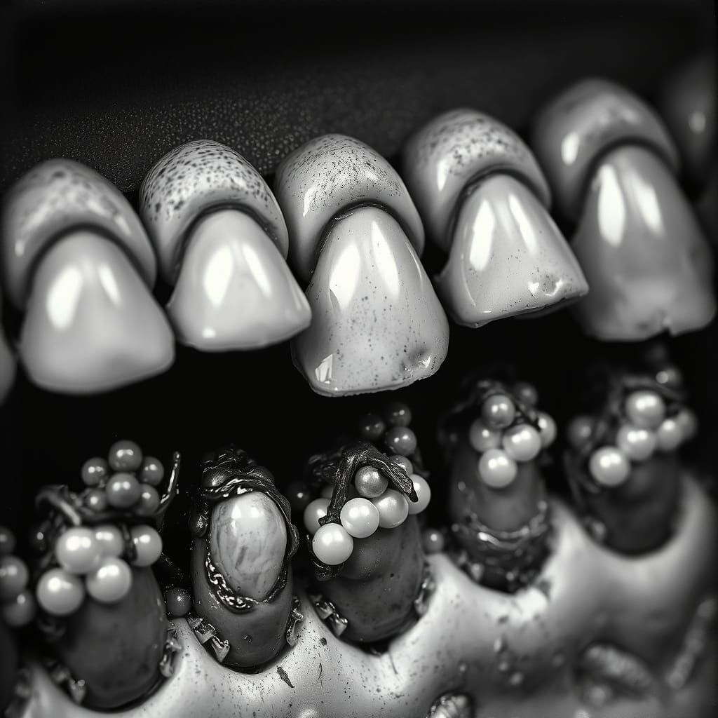 Pearly Teeth Grotesque in Macro Photogravure