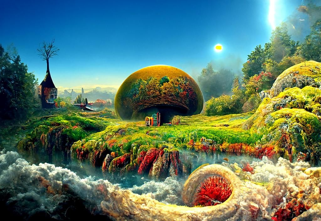 Colorful Alien Landscape in Surreal Style