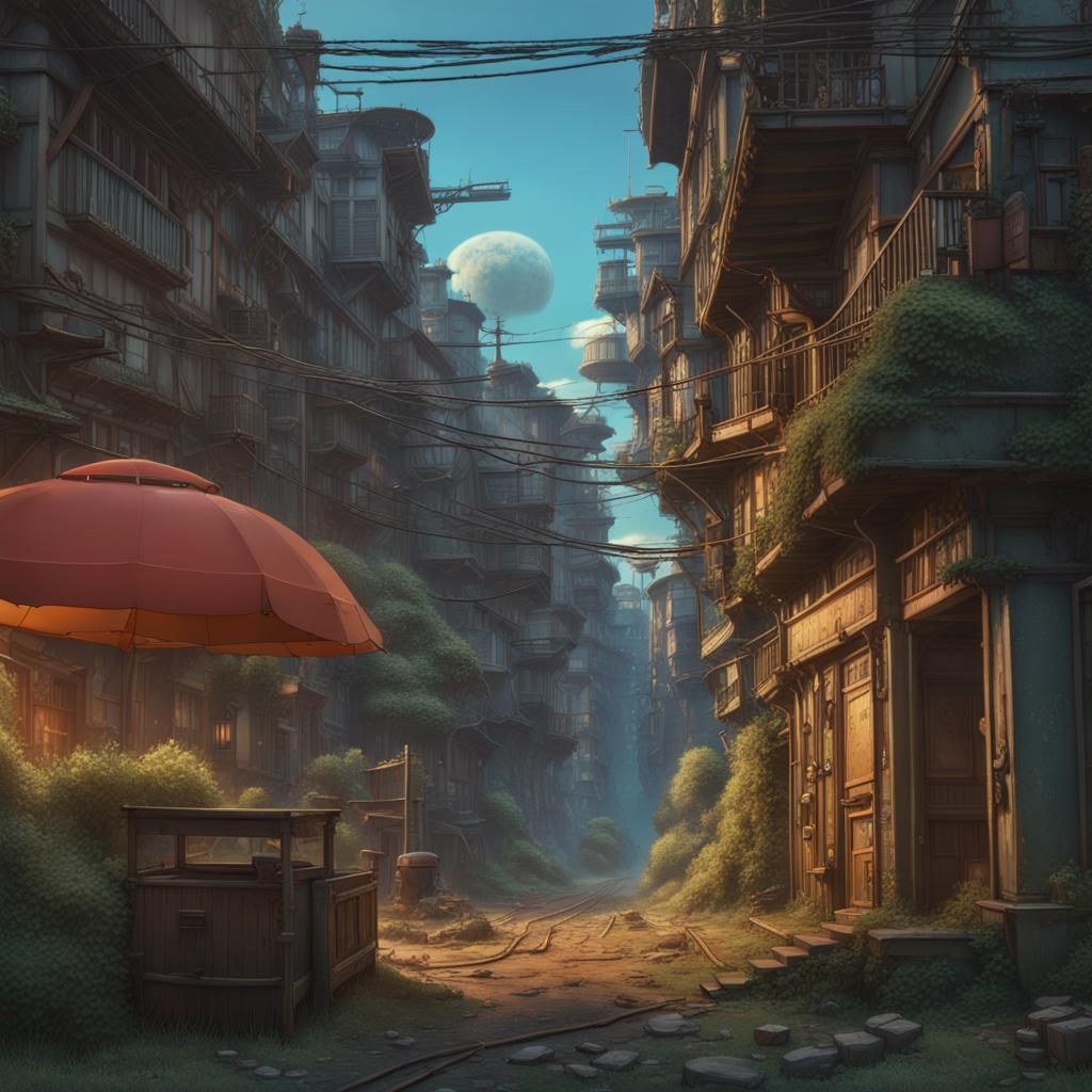 Post-Apocalyptic Town in Studio Ghibli Style