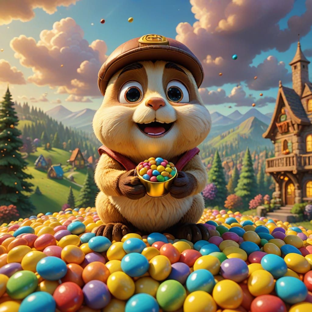 Nednut's Nutty in Whimsical Pixar Style