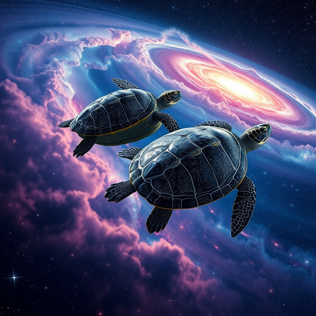 Turtles Navigate a Breathtaking Galaxy in HDR
