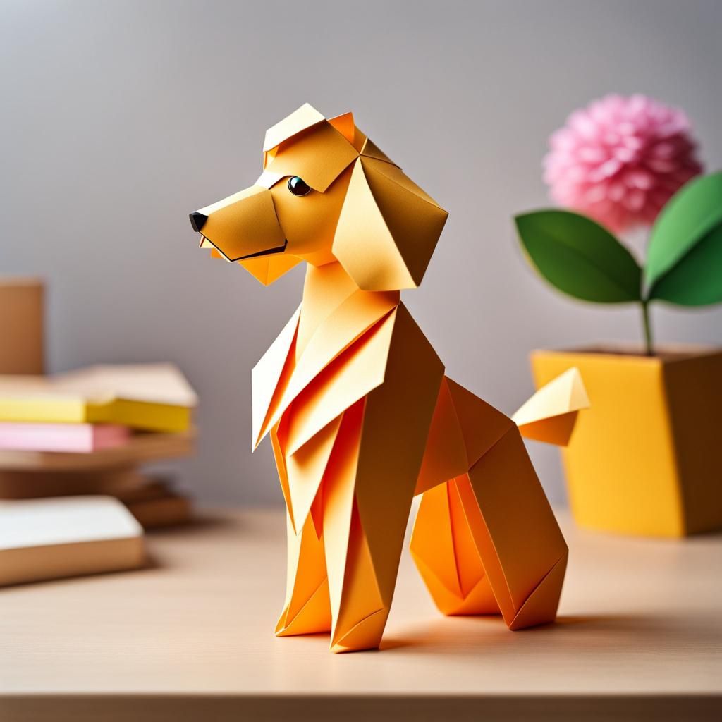 Cute Poodle Origami Papercraft in 8K Resolution