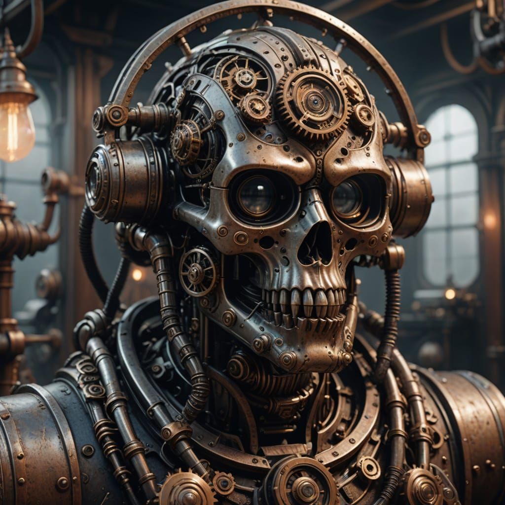 Grim Reaper's Industrial Gears Workshop in Steampunk Style