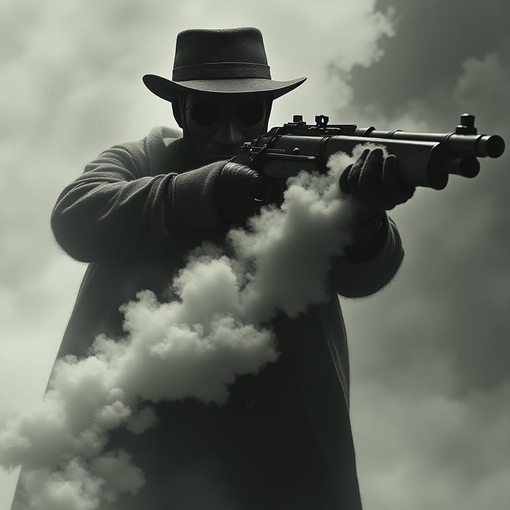 Ethereal Steampunk Cowboy in Monochromatic Majesty