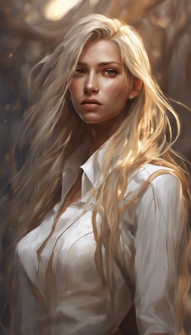 Androgynous Man Portrait in Hyperdetailed Art Style