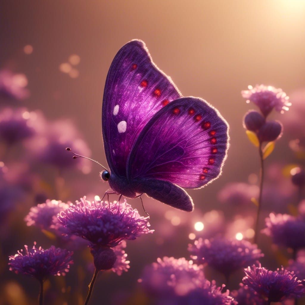 Purple Butterfly in Morning Sun: A Serene Image