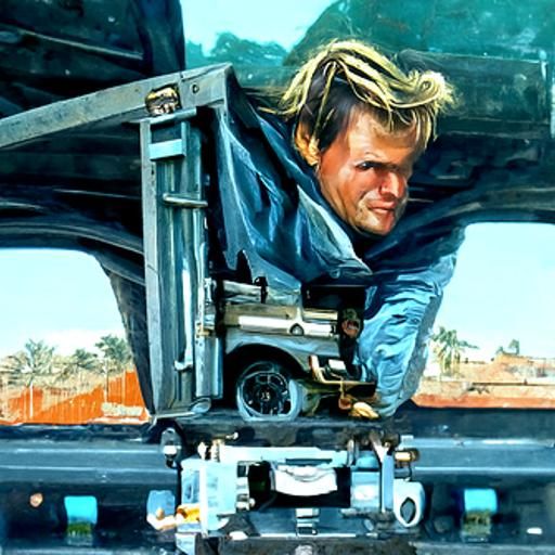 Macgyver Hijacks a Truck as Oil Painting