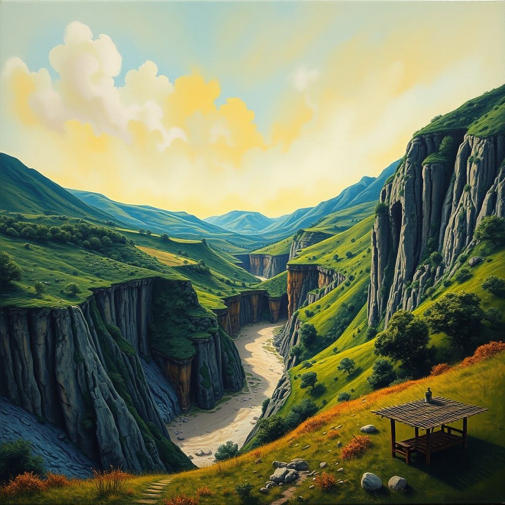 Surreal Italian Landscape in Dali-Inspired Oil Painting Styl...