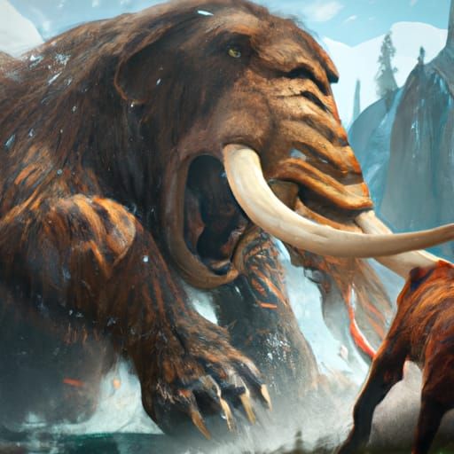 Woolly Mammoth vs Saber-Toothed Tiger: Detailed Matte Painti...