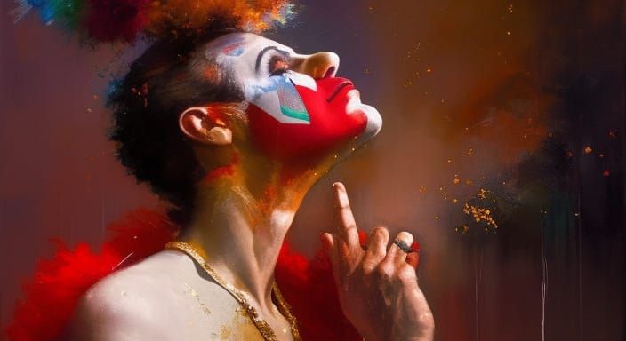 Sad Clown Portrait in Chiaroscuro Lighting