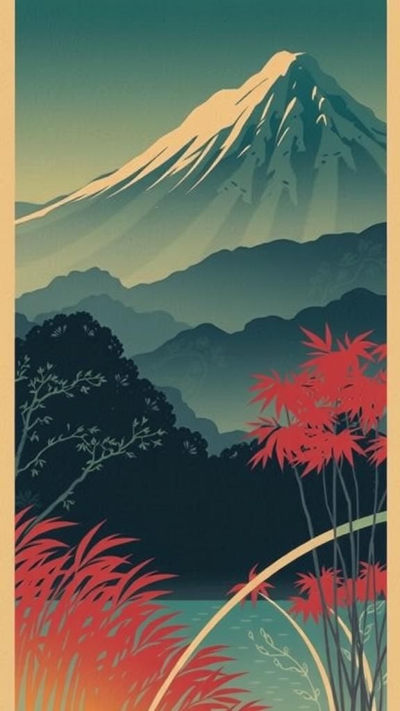 Serene Bamboo Forest Art Inspired by Japanese Woodcuts