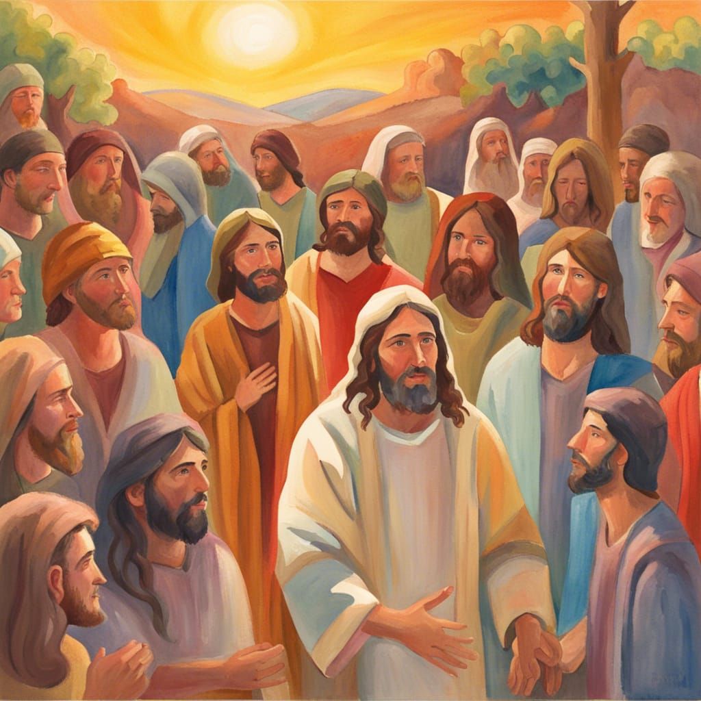 Jesus Shares Wisdom: An Impressionist Gouache Painting