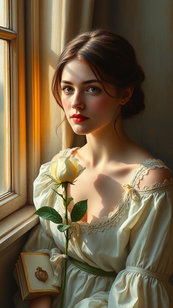 Renaissance Portrait of Woman With Rose