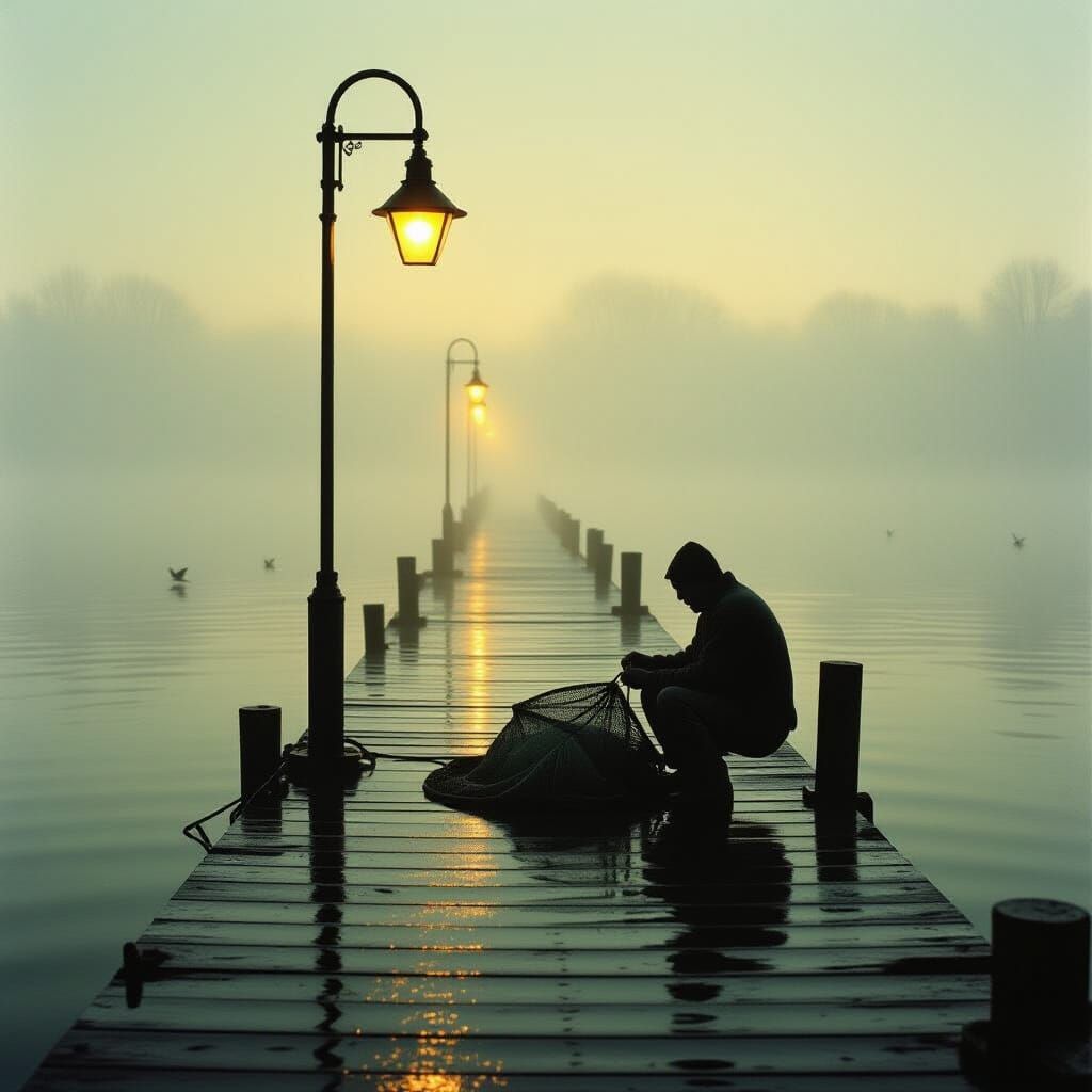 Foggy Dock Scene in Kodak Gold Tones
