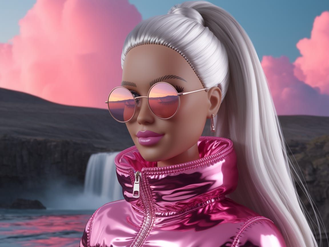 Glamorous Sunset Goddess in Hyper-Realistic Pastel Hues