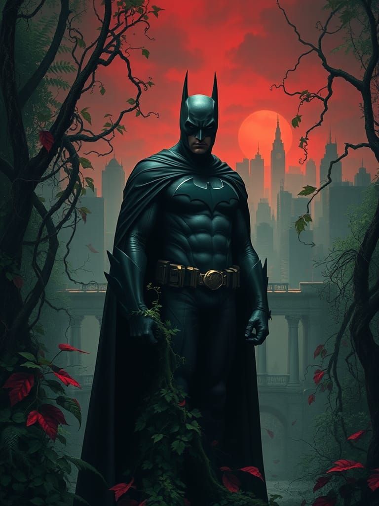 Batman in Biomorphic Surrealist Dreamscape