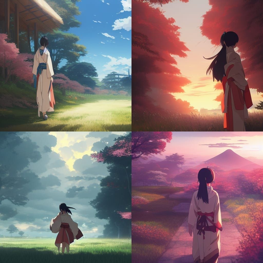 Kimono Girl on War-Torn Battlefield: Studio Ghibli Anime