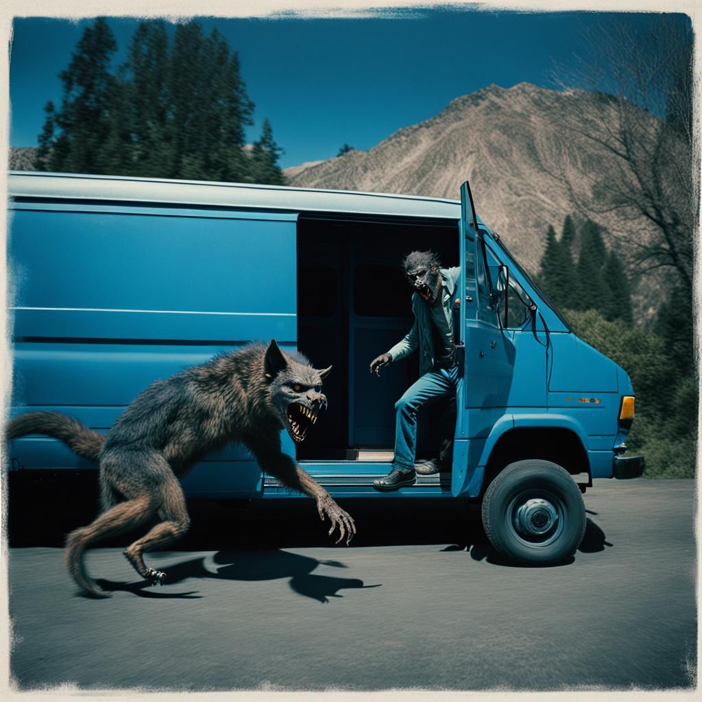 Werewolf Rips Door Off Van: Cinematic Still