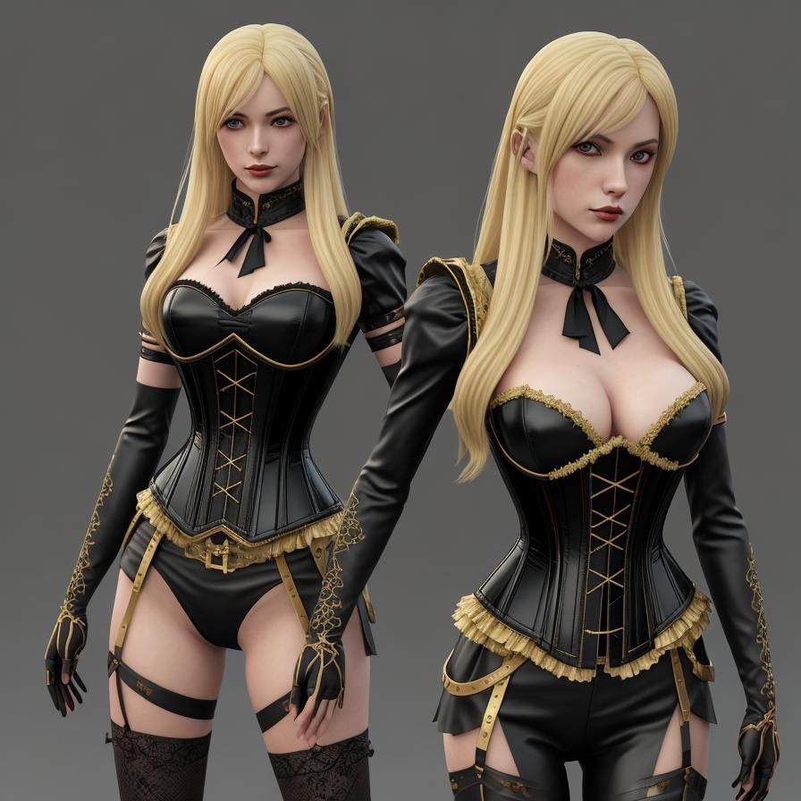 Young Blonde Vampire Queen in 3D Anime Art