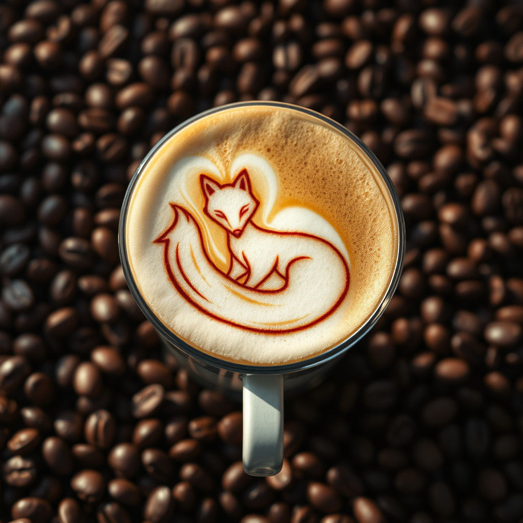 Caffe Latte with Fox Art in Photorealistic Style