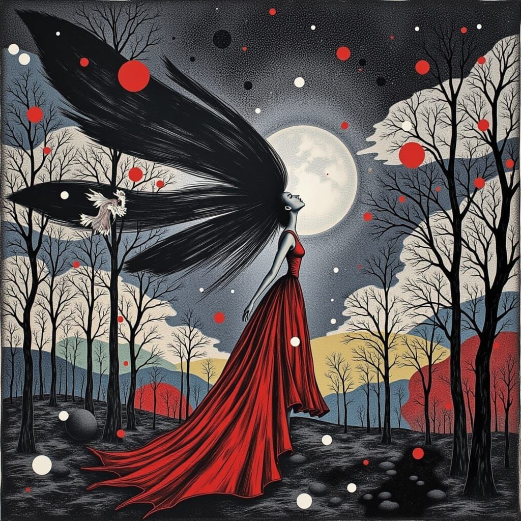 Haunting Oil Painting of a Woman Exploring Identity