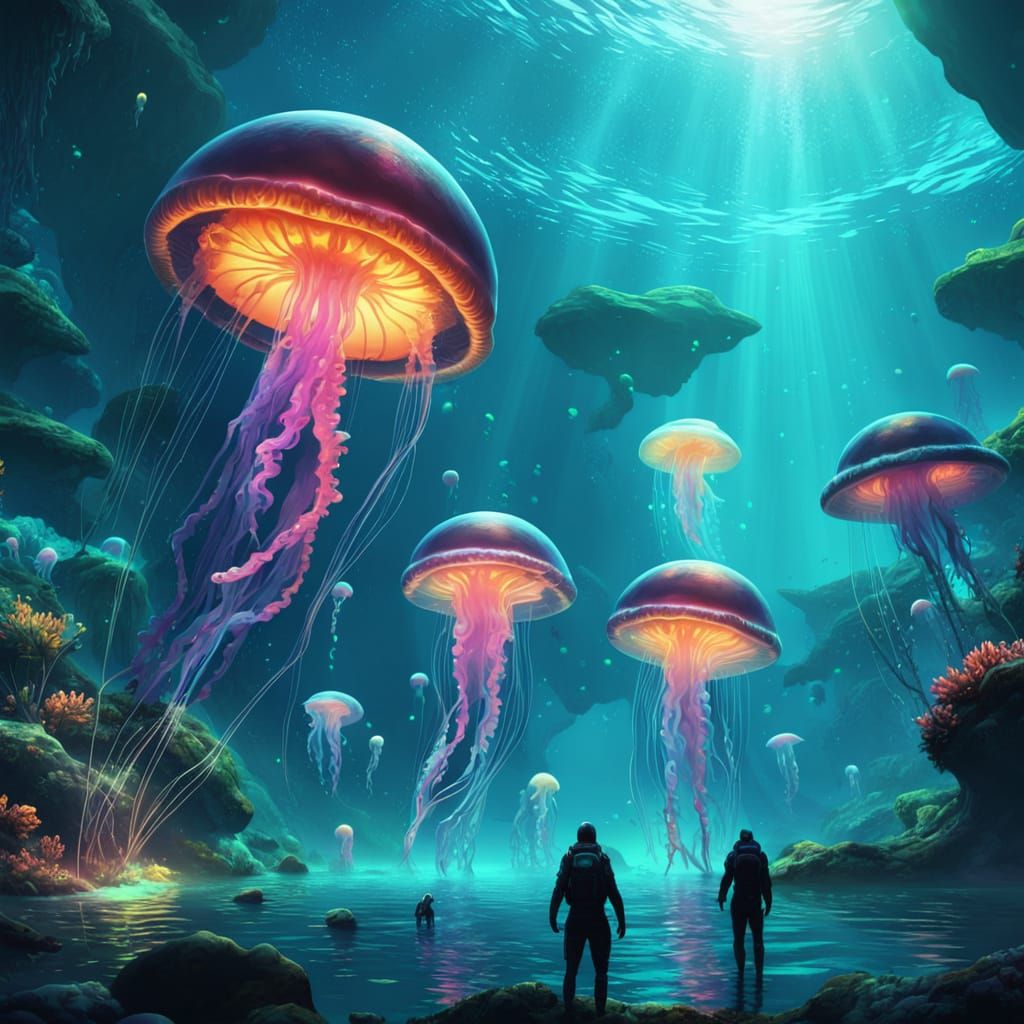 Underwater Colony on Alien Planet, Digital Art