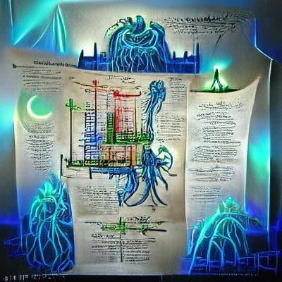 Lovecraftian Architectural Blueprint in Renaissance Style