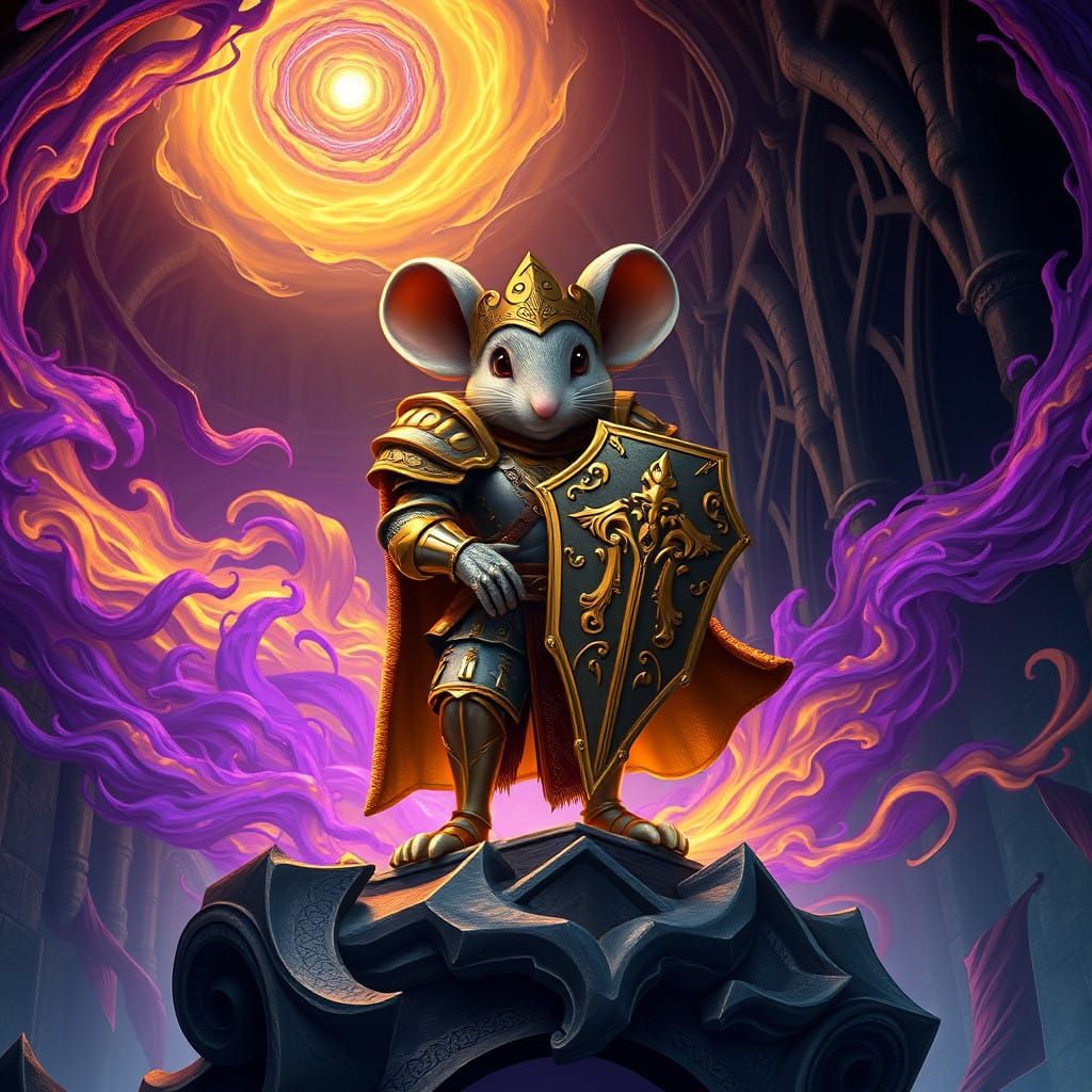 Medieval Mouse Hero in Ancient, Gothic Splendor