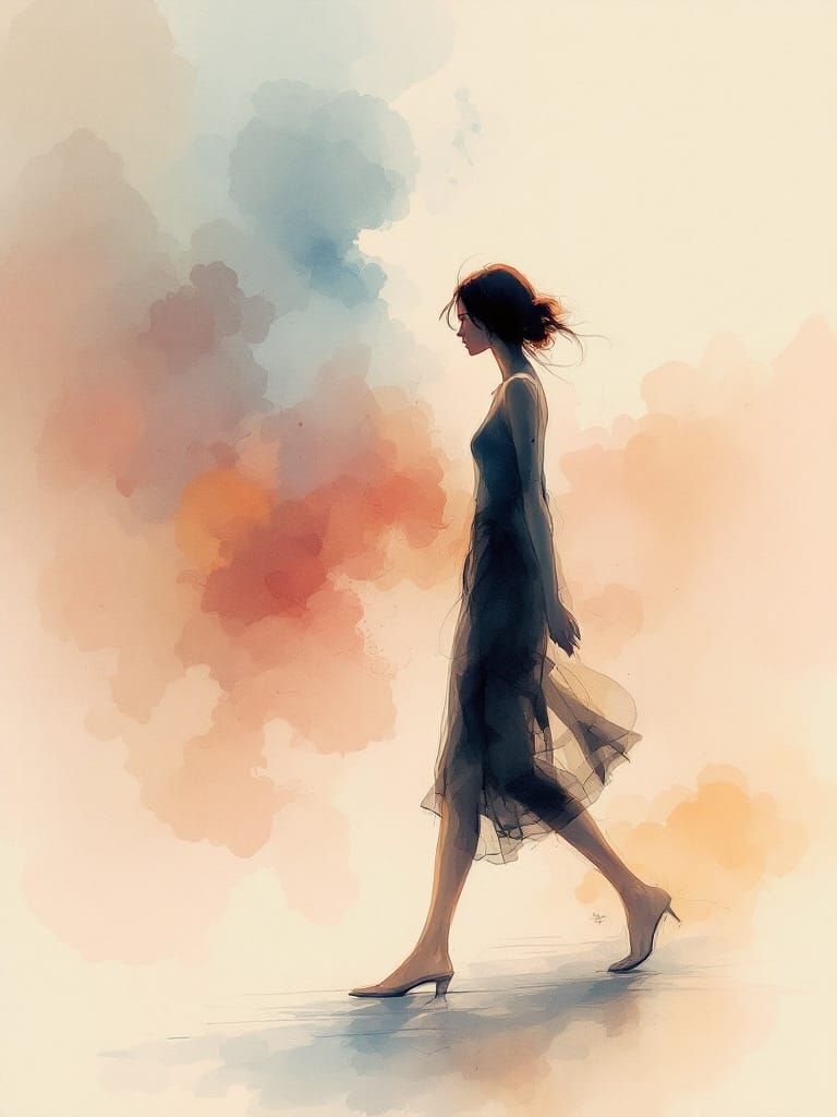 Softly Fading Silhouette in an Ethereal Dreamscape